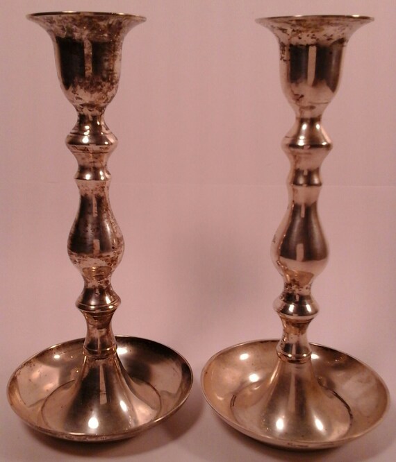 Vintage Leonard Silver Plated Candlestick Holders from India