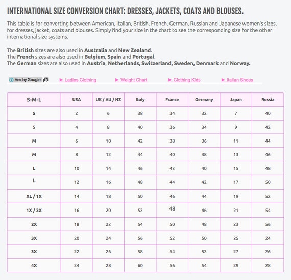 Women's European Clothing Sizes To Us at Kathleen Petty blog