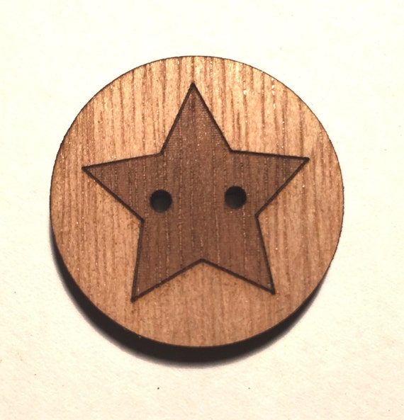 Star Laser Cut Wooden Buttons personalised tags lables