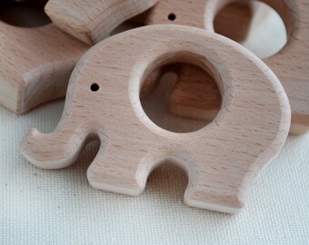 Unfinished Wooden Elephant Shape - Wooden Elephant Pendant - Unpainted Wood - Elephant Teether - Safe for teething - Wooden Toy Elephant