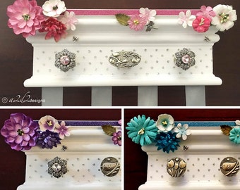 Hair Bow Holder, Hair Accessory Organizer, Girls Bow Holder, 10" Flower Bow Holder, Hanging Wall Bow Organizer, BH100