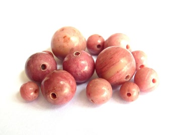 10 rhodonite beads Ø 6mm PRA 0100 fine gem semi precious stone