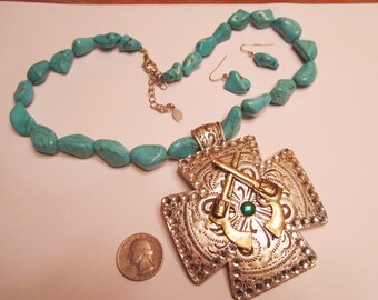 Vintage chunky turquoise necklace \u2013 Etsy