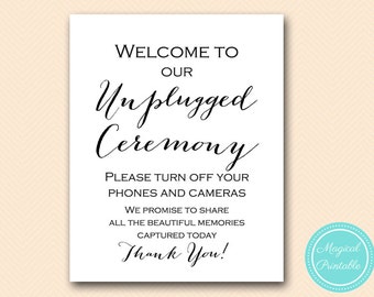 Unplugged Ceremony sign, Unplugged wedding sign, Wedding Reception Signage, No camera sign, Instant Download, Wedding decoration signs SN38