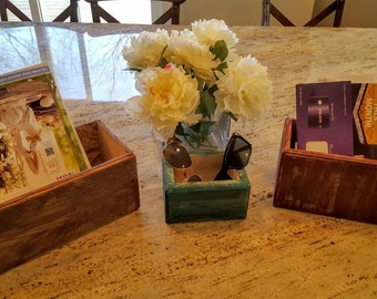 3 handmade rustic wood boxes.made to order