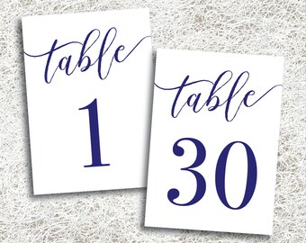 Printable Navy Wedding Table Numbers 1 - 30 | Instant Download | Printable Navy Table Numbers | Events Banquet | Navy Reception (FROST Set)