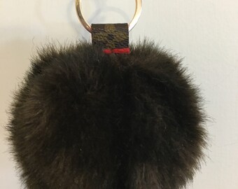 Deep Mink Faux Fur Pom-upcycled Louis Vuitton canvas