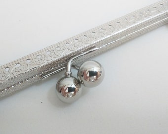 1x silver metal purse frame with sewing holes 20.5 cm, 8.07 inches, supplies, big purse frame, handbag making supply