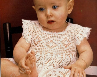 crochet, baby, dress, pattern, baby crochet dress pattern , vintage pattern, pineapple design crochet pattern