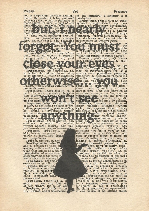 Close Your Eyes Alice In Wonderland Vintage Print