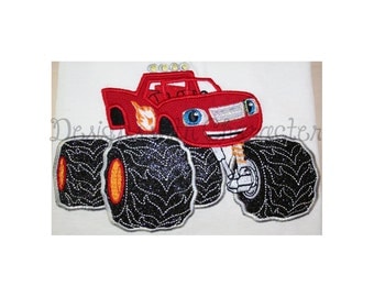 Monster truck applique machine embroidery design- 3 sizes 4x4", 5x7", 6x10"