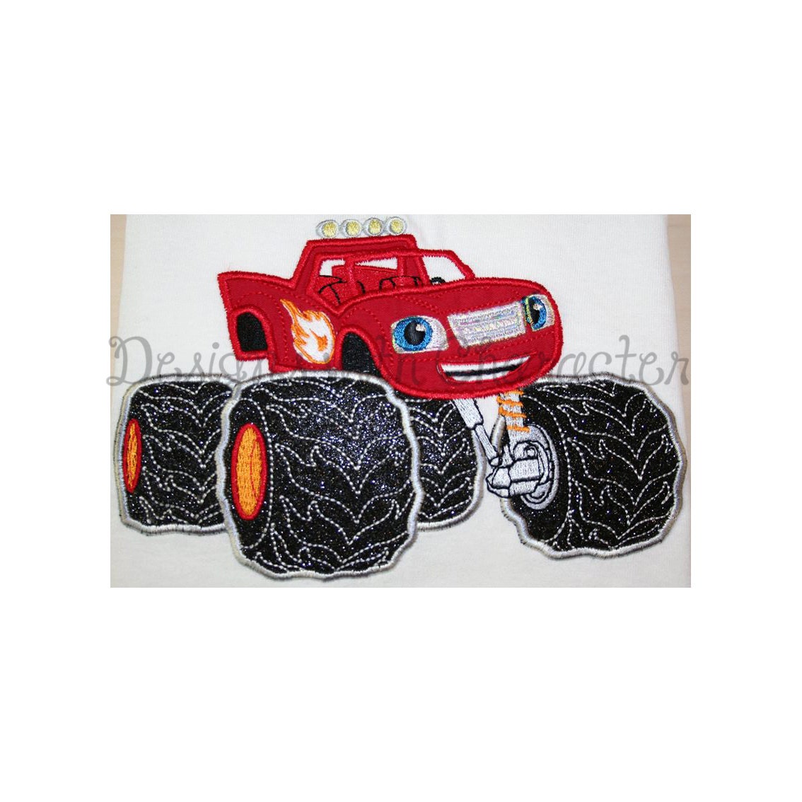 Monster truck applique machine embroidery design 3 sizes