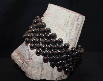 Hematite Wide Strand Stretch Bracelet B1