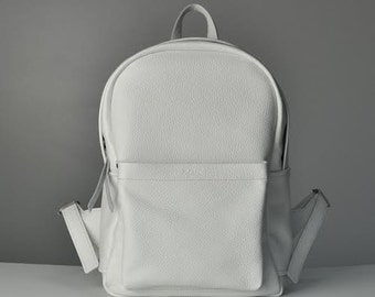 White leather backpack - Carbon