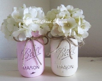 Distressed Mason Jars, Painted Mason Jars, Mason Jar Vases, Teal And Gray, Country Decor, Teal photo - 2