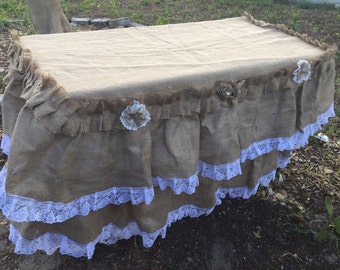tablecloth fitted burlap rectangular table