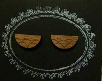 Laser Cut Bamboo 'Bubble Scallop' Stud Earrings