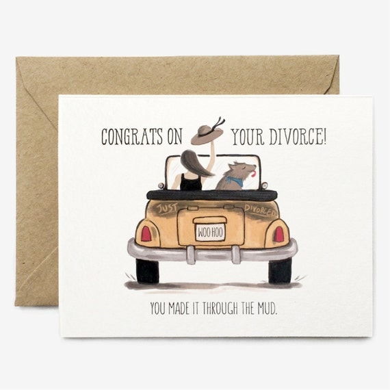 Funny Divorce Card // Congrats Witty Whimsical by ThePaperPonyCo