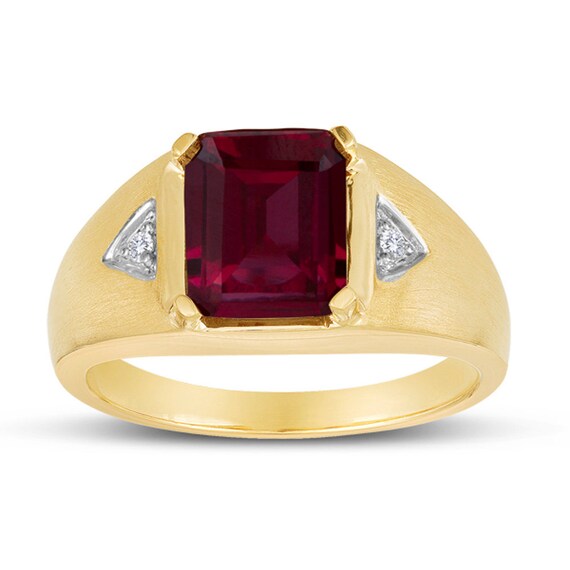 Men's 10x8 Octagon Ruby Ring With Genuine Diamonds In