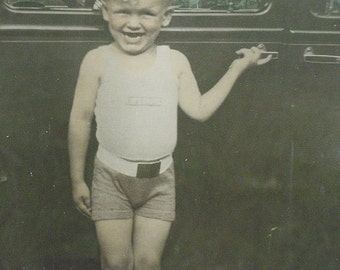 Smiling Boy Vintage Photograph in original frame