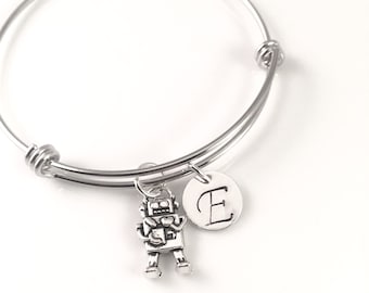 Personalized Mom's bracelet, Toy Robot charm Bracelet, Charm bracelet, New mom of boy Bracelet, adjustable bangle