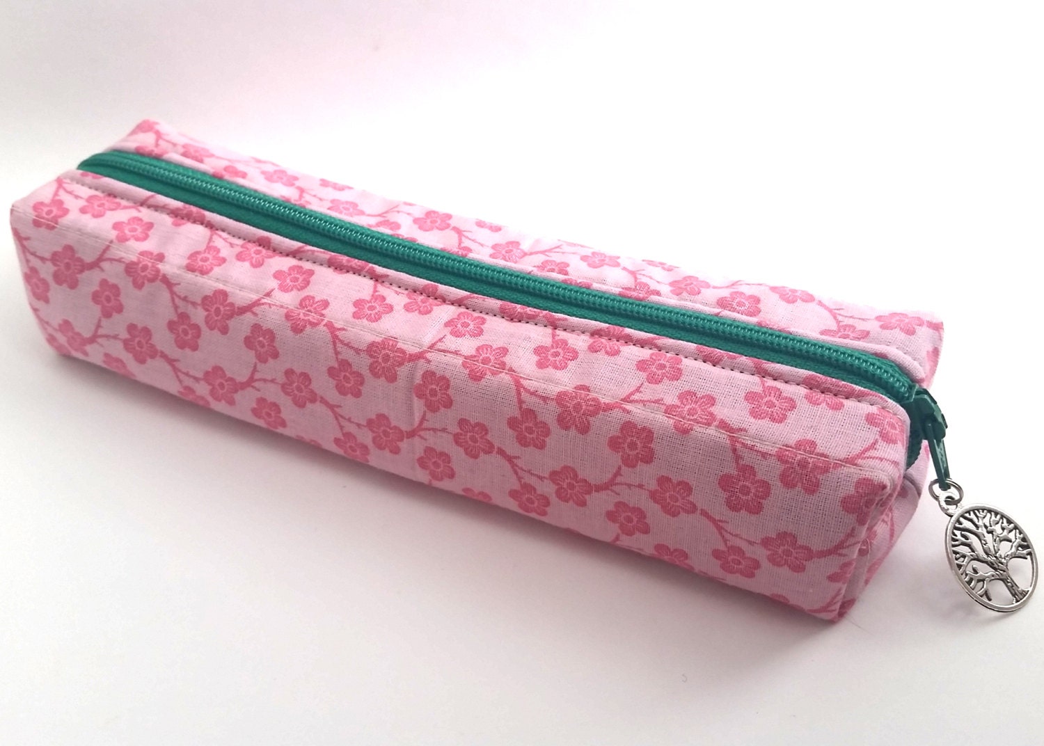 PINK FLOWERS Pencil Case Zipper Pen Case Travel Size