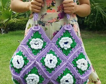 Gift for HerCrochet bag Purple baghandbagstotes by SiriwanBag