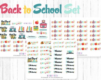 Back to School Planner Stickers Scrapbook Stickers No School Stickers Half Day Stickers | BTS-2A