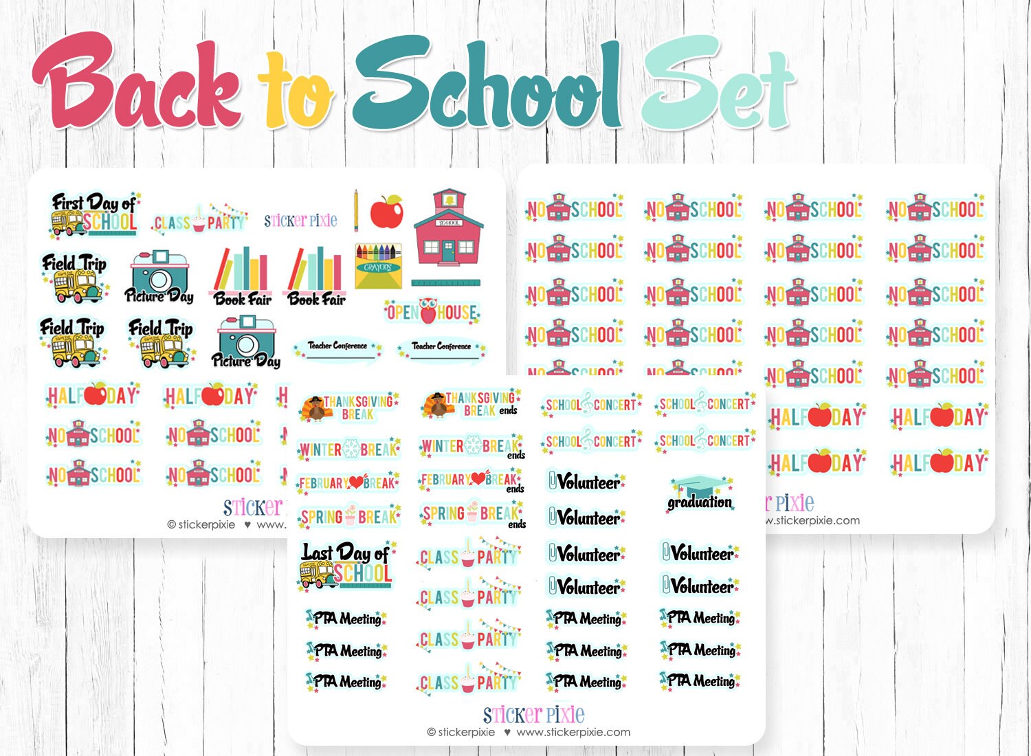 Back to School Planner Stickers Scrapbook Stickers No School