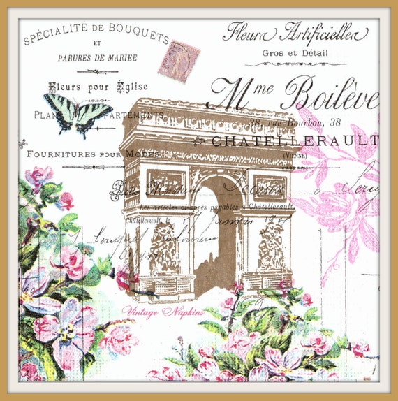 2 PAPER NAPKINS for DECOUPAGE Vintage Paris by VintageNapkins