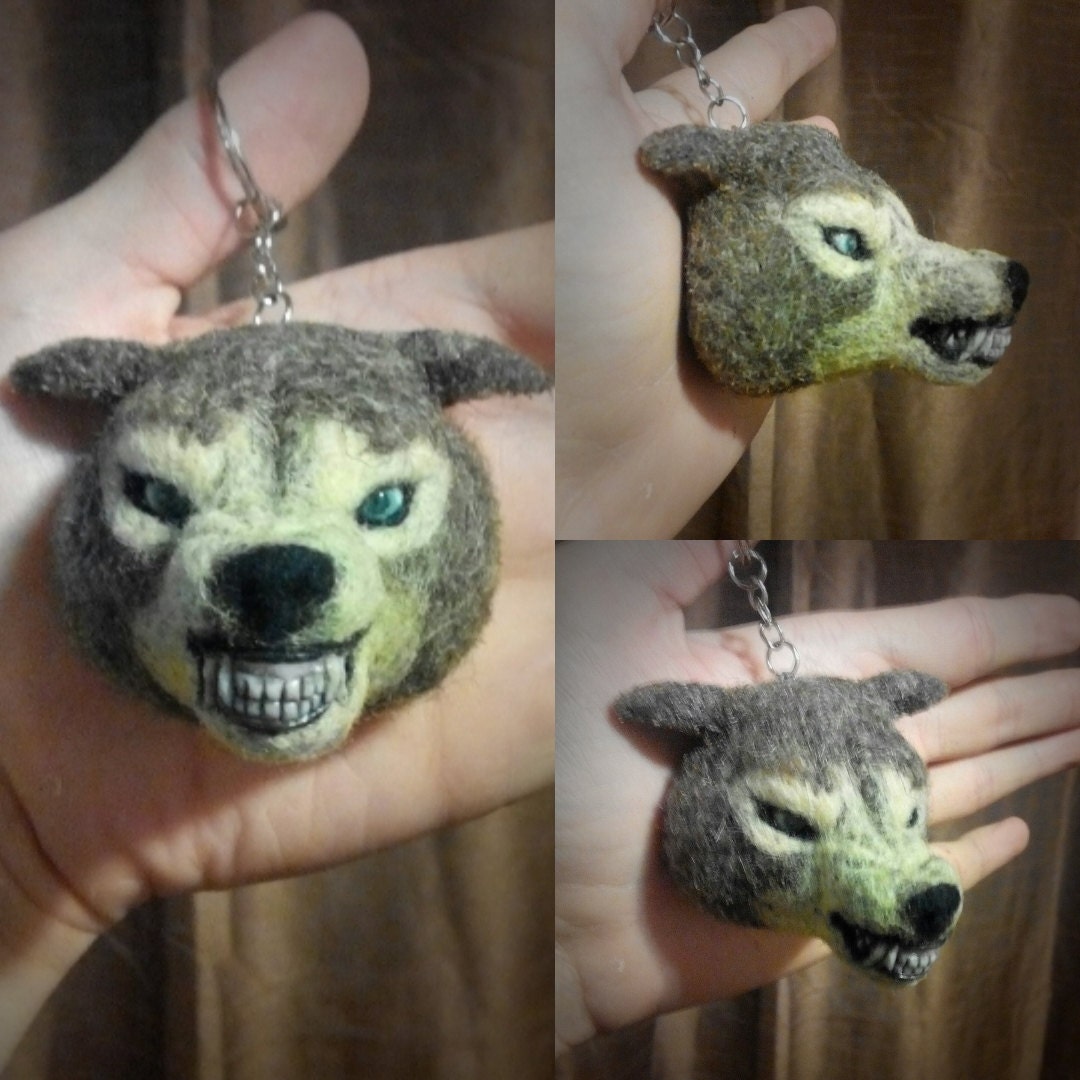 plush wolf keychain