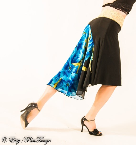 Items similar to Blue Floral Tango Skirt 5702 on Etsy