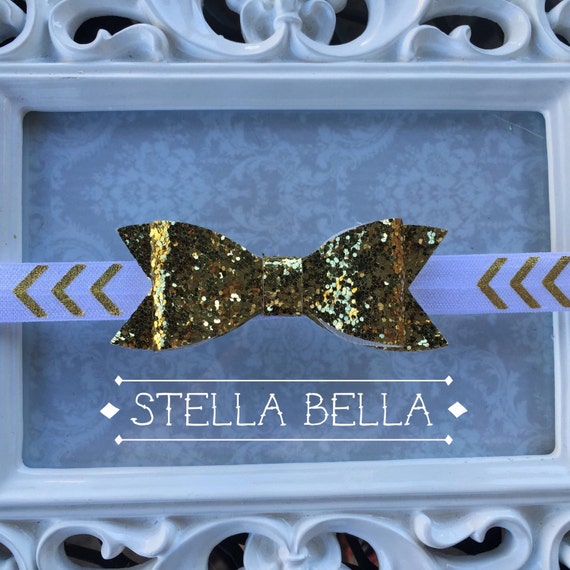 Items similar to Gold Baby Headband, Gold Bow Heaband, Adjustable Baby