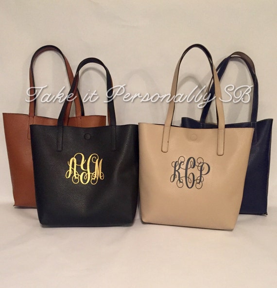 Monogram Purse Monogrammed Faux Leather Tote Bag