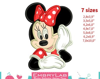 Applique Minnie Mouse. Machine Embroidery Applique Design. Instant Digital Download (16263)
