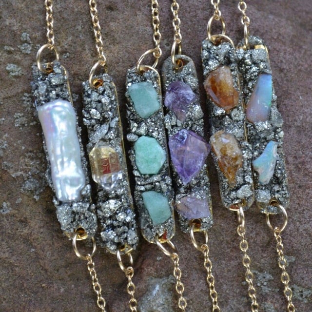 Handmade Electroformed Raw Mineral Jewelry by THEHOUSEOFMINERALS