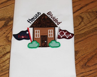 House Divided Kitchen Towel, House Divided Towel, Ole Miss Decor, Mississippi State Decor, Gift Ideas, Game Day Decor, Tailgating Decor