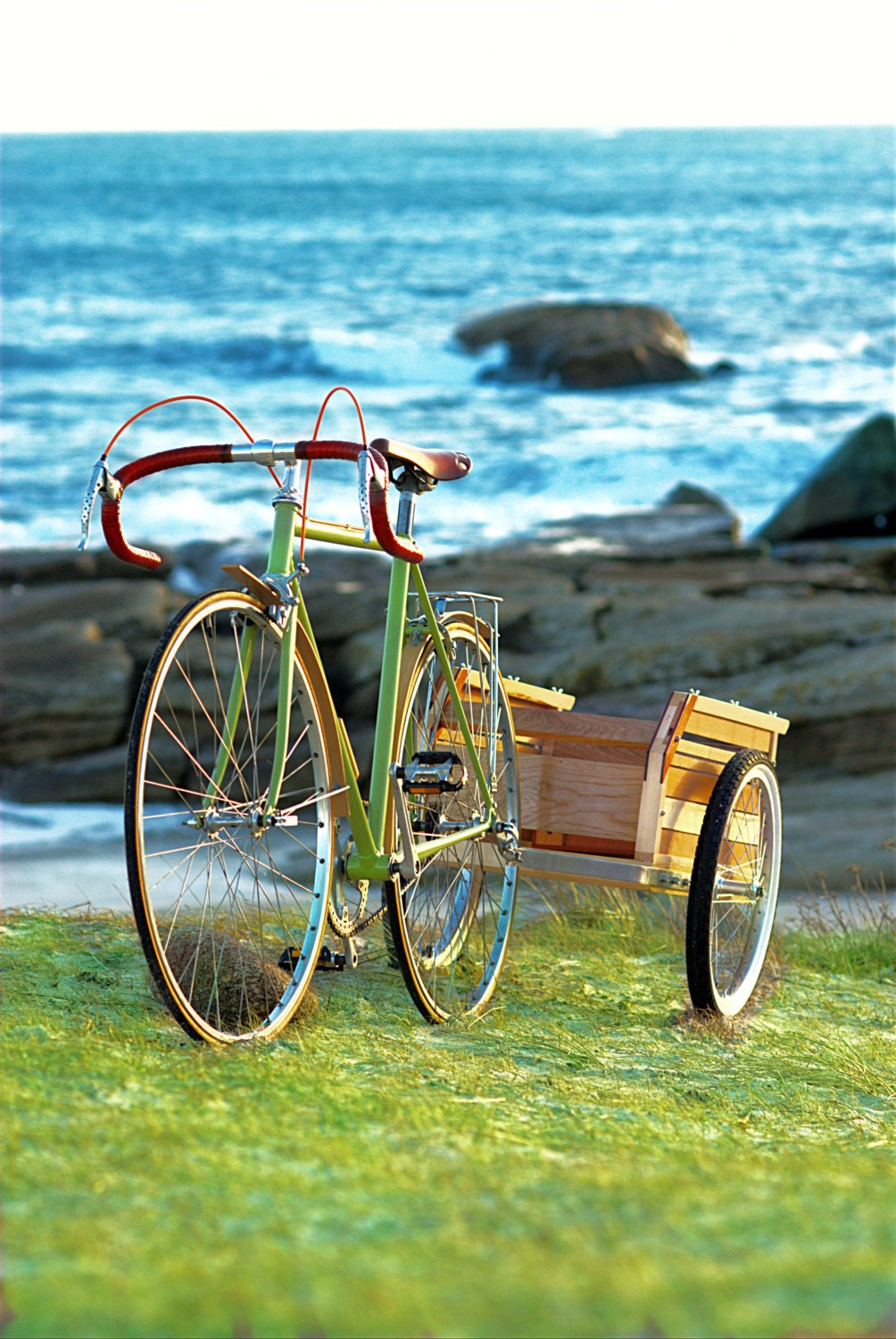 wooden bicycle trailer by CyclesTempete on Etsy