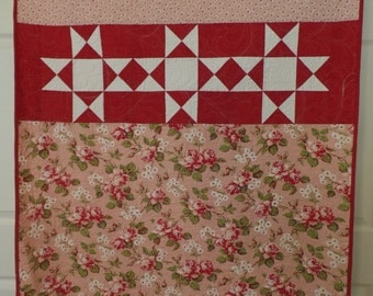 Modern Baby Girl Quilt, Pink Baby Quilt, Ohio Star Quilt, Handmade Crib Quilt, Lap Quilt, Baby Shower Gift
