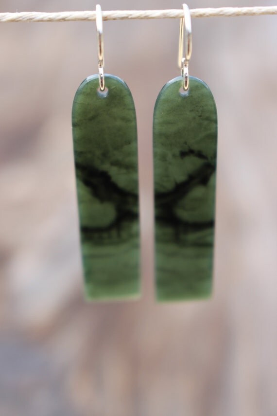 Wyoming Jade Earrings handmade in Big Sur California.