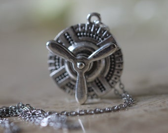 plane Spinning Propeller necklace