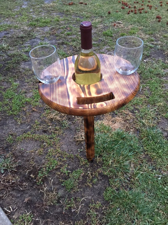 Items similar to Outdoor wooden wine bottle/glass holder ...