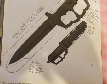 Custom leather Boot knife sheath for a Chaos Double Edge knife. Knife not included.