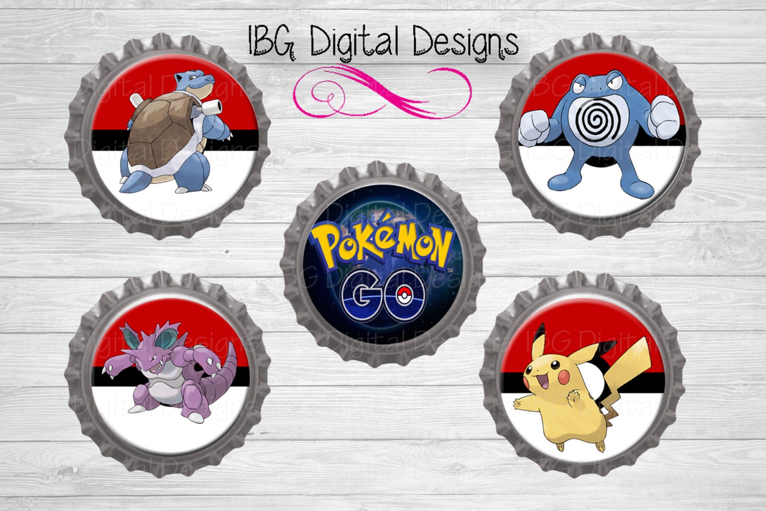 Pokemon go digital download 1 inch bottle cap image sheet