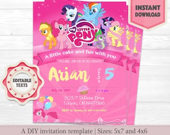 My little Pony Birthday Invitation Instant Download