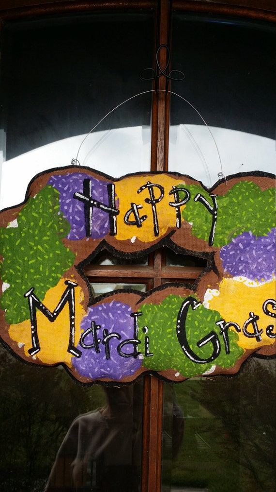 mardi gras king cake door hanger