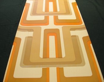 Vintage Wallpaper by the Metre 70s Retro Wallpaper - Vintage geometric orange wallpaper from 70s