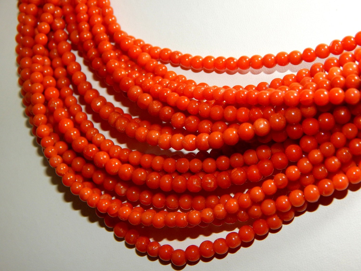 Italian Coral Round Beads 100% Natural Gemstone / Red Coral