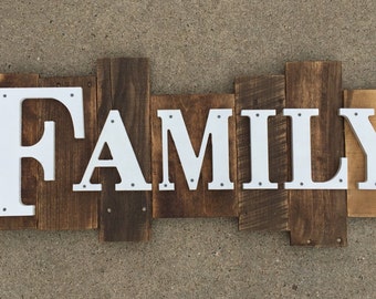 Family Large Wooden Letters Script  Word Wooden Wall Art 