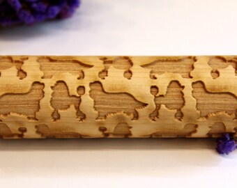 Rolling Pin POODLE, Cavalier KING Charles SPANIEL Dog, Engraved Embossed Rolling Pin, Pattern Roller, Dough Roller, Laser Engraved